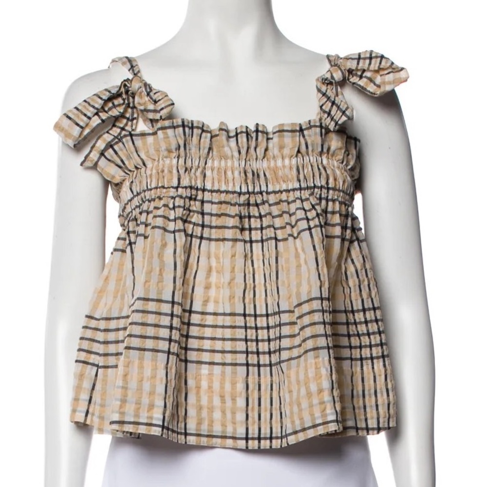 Ganni Plaid Blouse